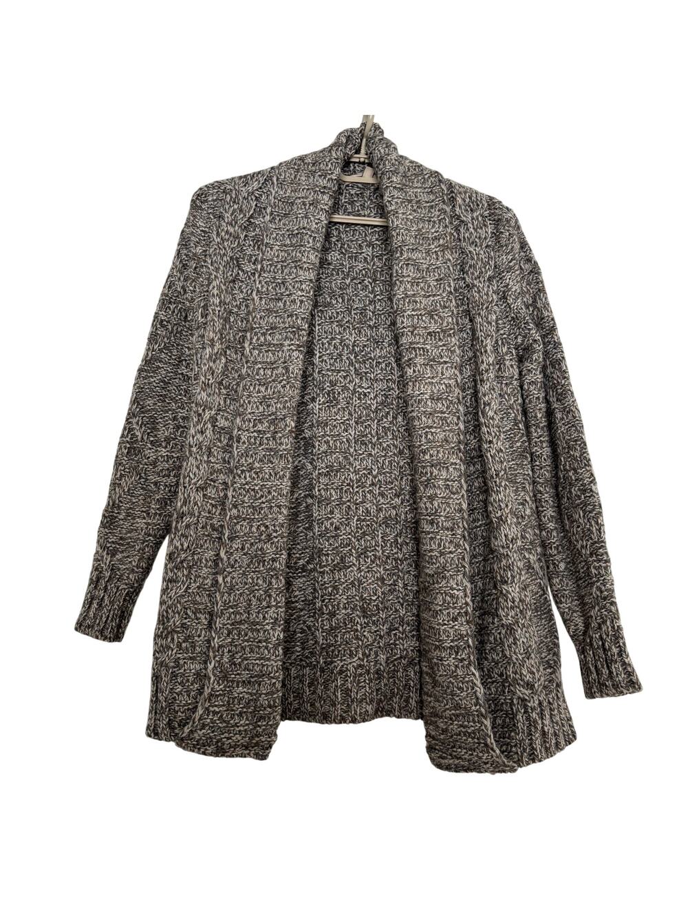 Lineamaglia Italy Brown marled knit open cardigan Small longline wool alpaca
